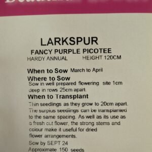 Kings Seeds Larkspur Fancy Purple Picotee 150 Seed