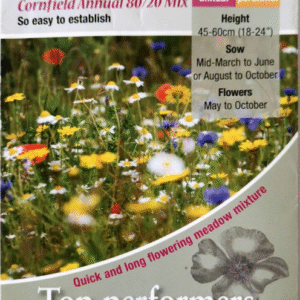 Kings Seeds Wild Flower Mix Cornfield Annuals 80/20 (Contains Grass) 25g Seed
